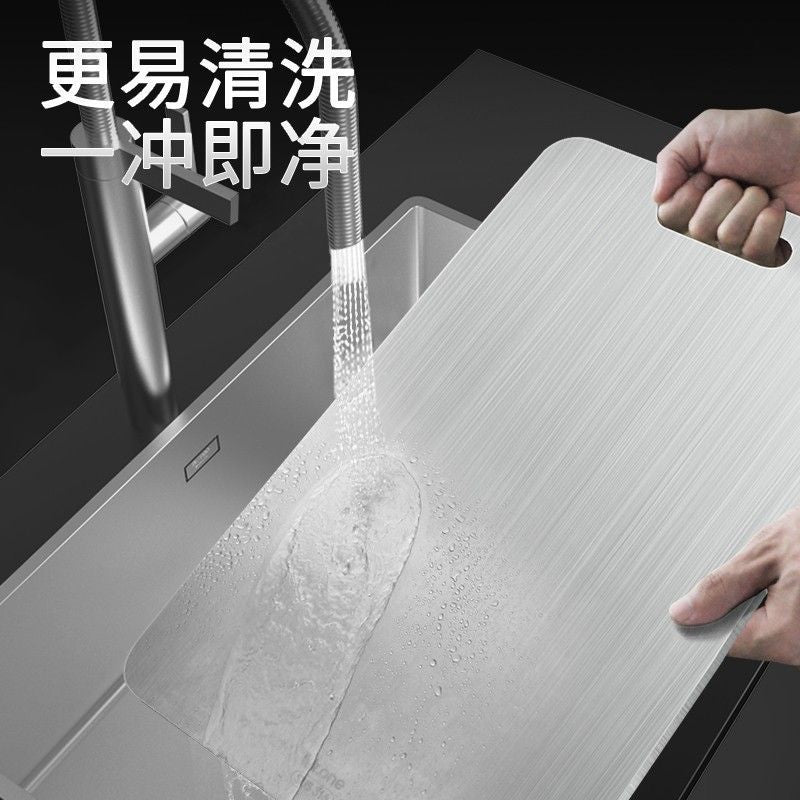 Thickened Double-Sided 304 Stainless Steel Cutting Board, Large Cutting Board, Antibacterial and Mildew-Proof Household Vegetable and Fruit Cutting Board
