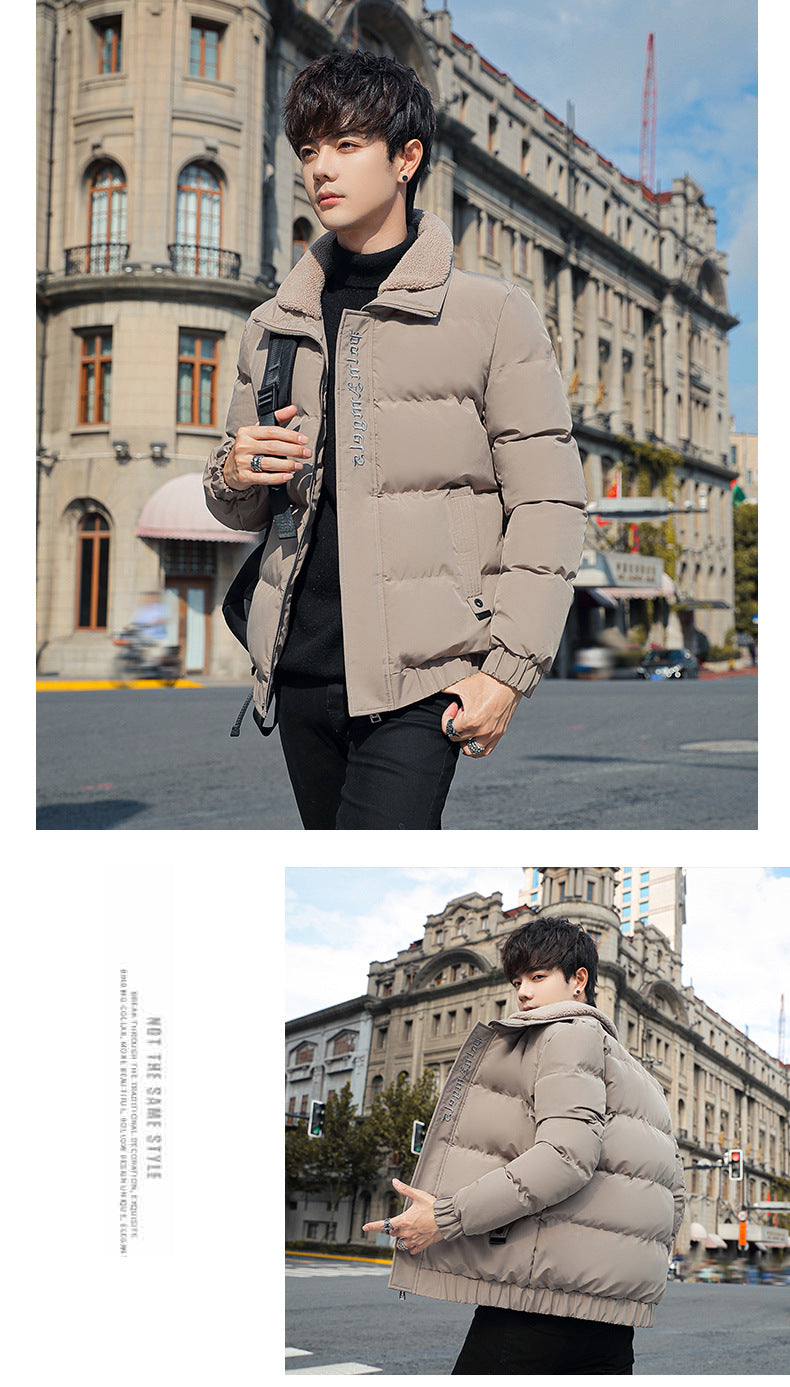 2025 Winter Cotton Jacket for Men, Fashionable and Popular Stand-Up Collar Windproof Cotton Coat, Trendy Korean Style Handsome Short Jacket for Students