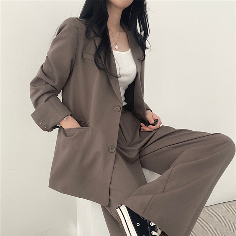 Suit Jacket High Sense Women's Spring and Autumn Design Sense Thin Niche Professional suit Temperament Slim-fit Small Suit Two-piece Set