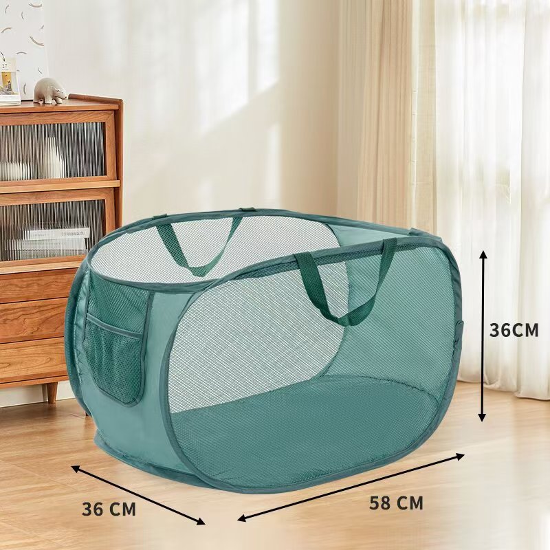Dirty Clothes Basket, Foldable Large-Capacity Household Mesh Laundry Basket, Bathroom Storage Basket for Dirty Clothes