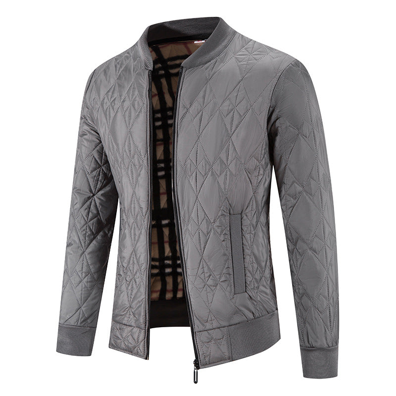 Cross-border winter fleece-lined thickened sweater plus size baseball collar zipper cotton-padded coat cardigan long sleeve warm sweater