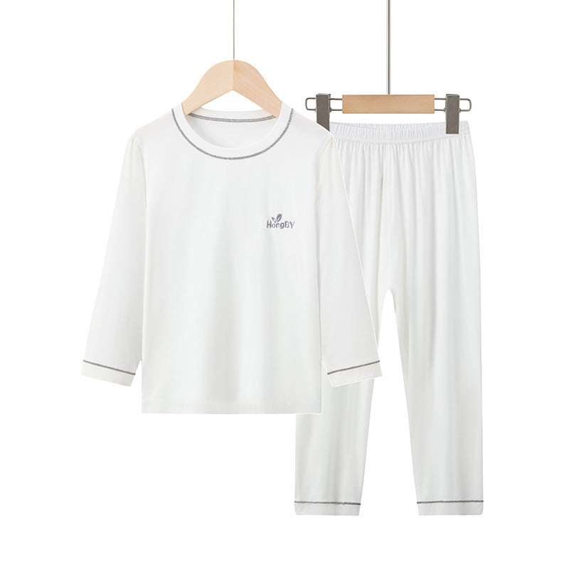 Summer Boys' Short-sleeved Shorts Modal Children's Pajamas Girls' Parent-child Home Clothes suit Children's Air-conditioning Clothes