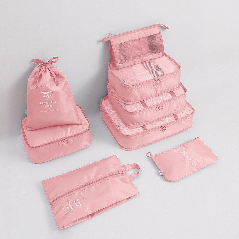 Travel Storage Bag Eight-Piece Storage Bag Waterproof Oxford Cloth Business Trip Makeup and Toiletry Classification Storage Set