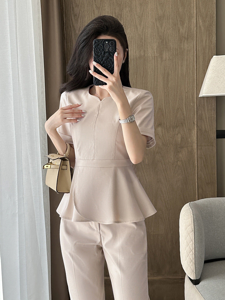 Professional Suit Suit for Women 2025 New Summer Thin Classy Elegant Beauty Salon Jewelry Store Front Desk Work Clothes