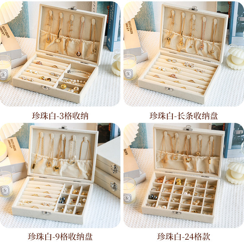 Flannel Jewelry Storage Box Dustproof High-grade Large Capacity Jewelry Box Earrings Bracelet Necklace Storage Display Jewelry Box