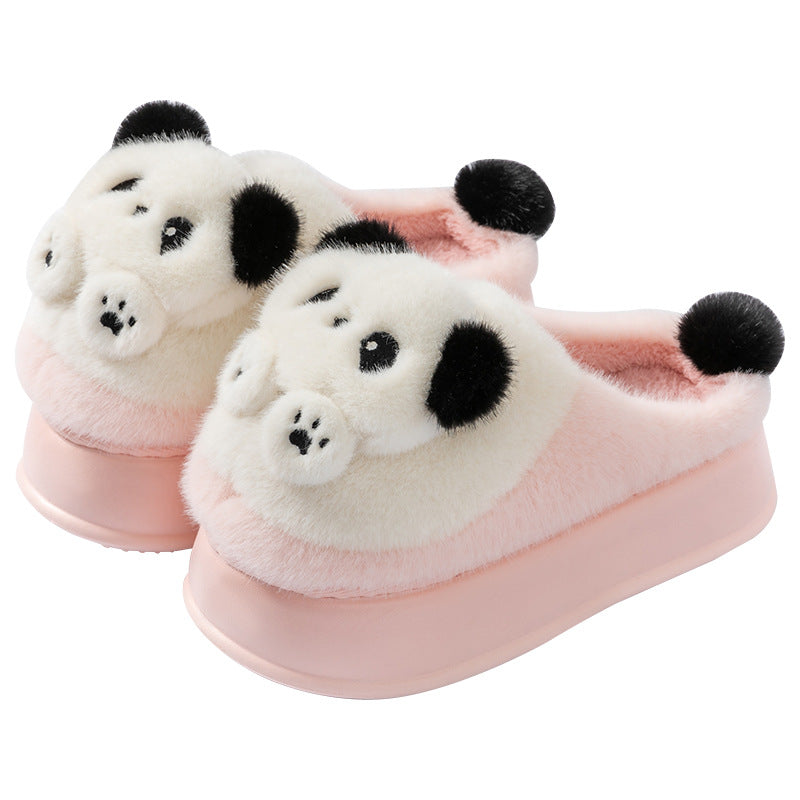 Cotton Slippers Women's 2024 New Cartoon Panda Indoor Foot Warming Panda Indoor and Outdoor Cold-proof Plush Slippers with Thick Bottom