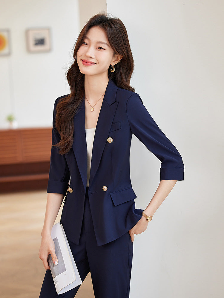 Seven-point Sleeve Suit suit Women's Spring and Summer New College Student Work Clothes Interview Dress Slim-fit Jacket Professional Suit