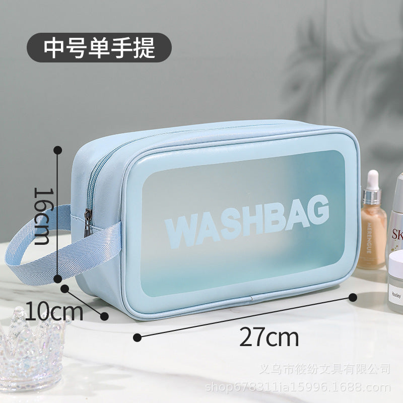 Korean Satchel Cosmetic Bag Pvc Dry and Wet Separation Toiletry Bag Satchel Waterproof Bath and Swimming Frosted Storage Bag