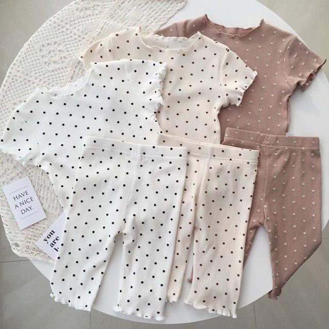 Children's Thin Short-Sleeved Air-Conditioned Clothing for Boys and Girls Summer Pajamas suit Can Wear Outfit Baby's Home Clothes Two-Piece Fashionable Set