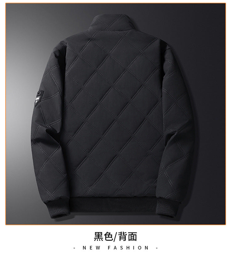 Middle-aged Men's Cotton-padded Clothes Winter fleece-lined Thickened Jacket Fashionable Casual Jacket Lightweight Slim-fit Cotton-padded Jacket for Dad