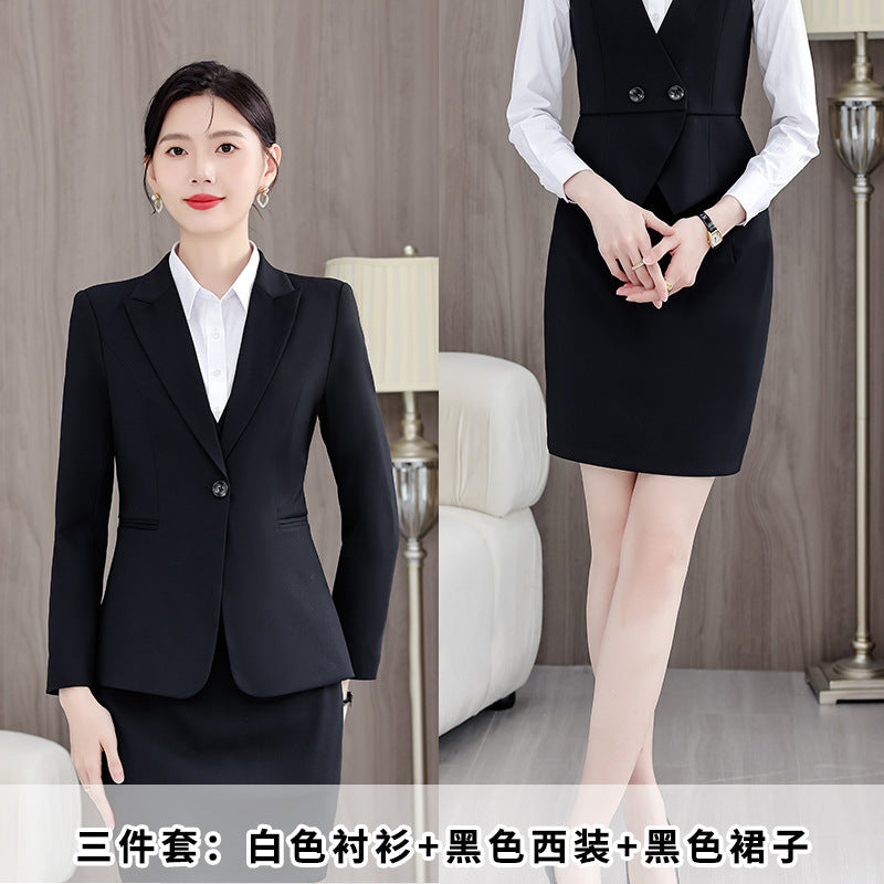 Gray Suit Women's Professional Suit Spring and Autumn Hotel Workwear Elegant Interview Formal Wear Plus Size Workwear
