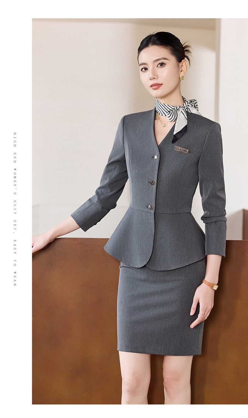 Dark Blue Suit Suit for Women 2025 Autumn and Winter New Professional Formal Wear Fashionable Workwear Jewelry Store Work Clothes