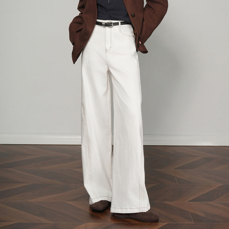 2025 Loose Draped Straight Pants Korean Style Trendy Versatile Denim Pants European Station American Wide Leg Jeans for Women