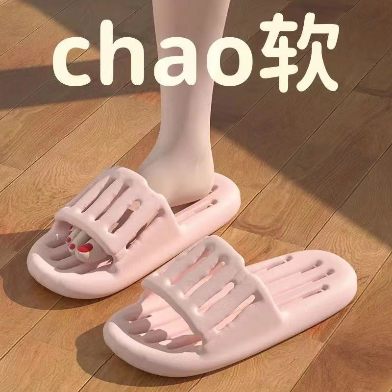 Slippers for Women's Home Bathing Non-Slip Soft Bottom 2024 New Couple Bathroom Home Dormitory Leaking Sandals Men's Summer Slippers