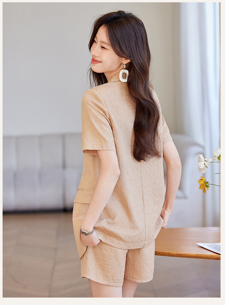 Black Short-Sleeved Suit Jacket for Women 2025 New Summer Thin Fashion Casual High-End Loose Shorts Suit