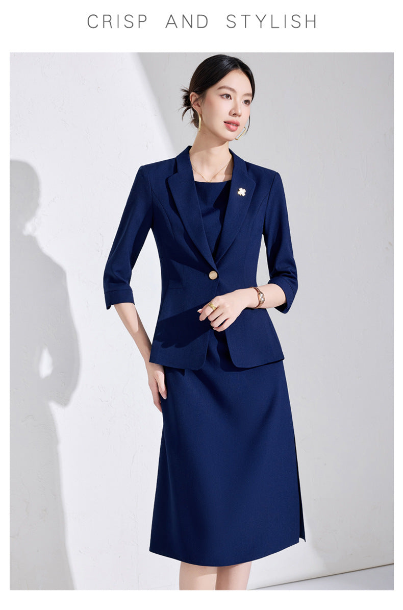 Pink High-End Three-Quarter Sleeve Blazer Women's Pants Dress Business Attire Two-Piece Suit High-End Elegant Trendy