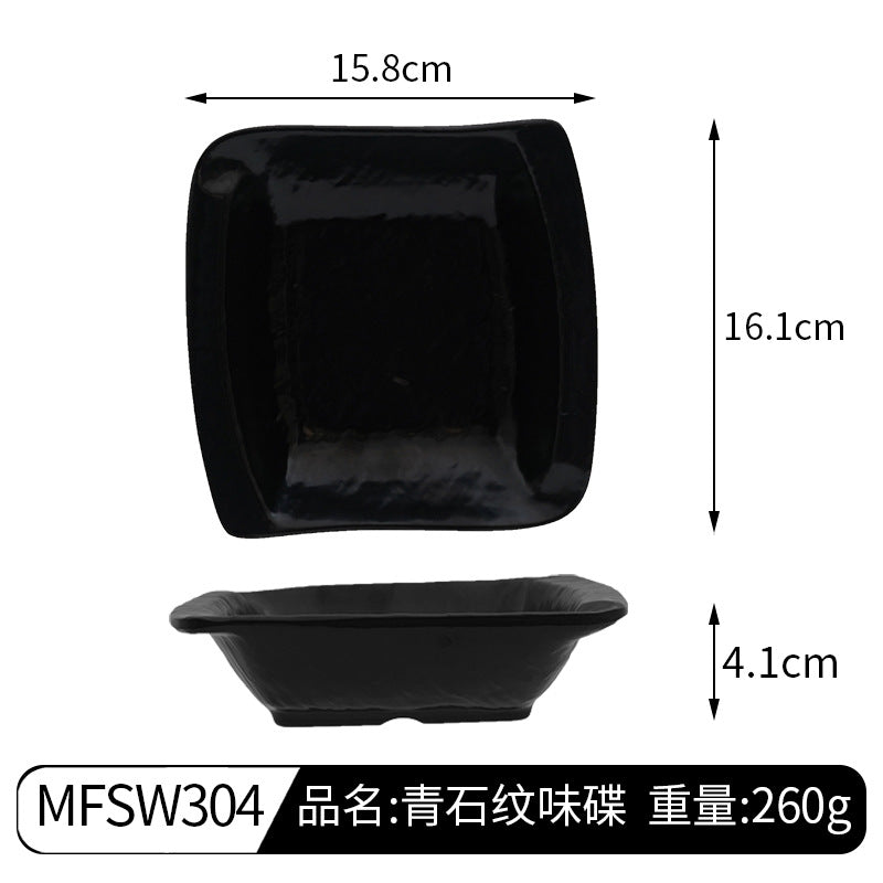 Black melamine in stock imitation porcelain simple Japanese style stone pattern square tableware household restaurant pickle sauce small dish