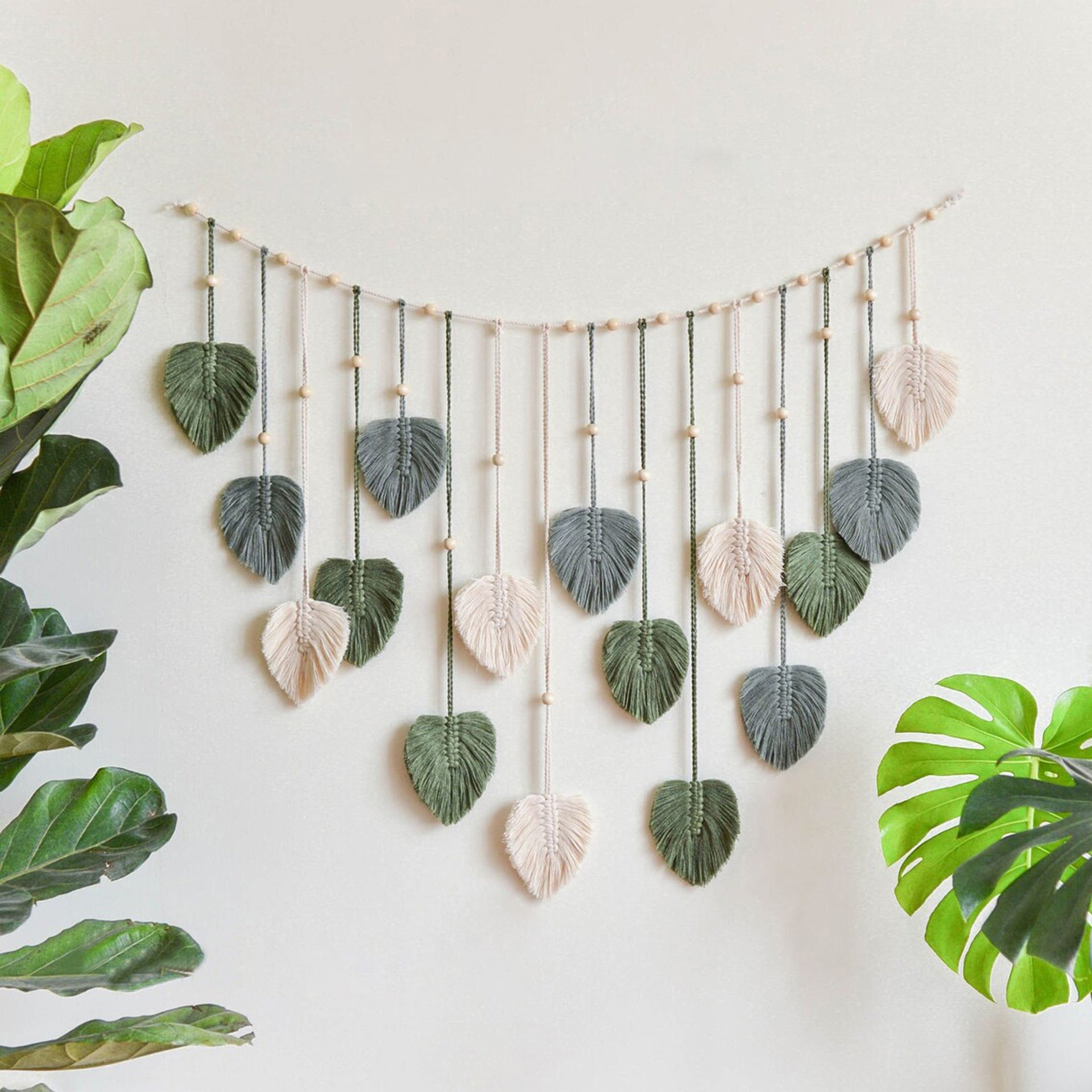 Nordic Handmade Woven Leaf Tapestry Bohemian Photo Homestay Bedroom Children's Room Background Wall Wall Decorations