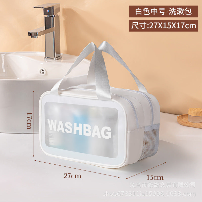 Korean Satchel Cosmetic Bag Pvc Dry and Wet Separation Toiletry Bag Satchel Waterproof Bath and Swimming Frosted Storage Bag