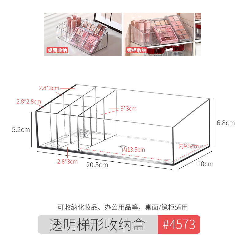 Desktop Cosmetics Storage Box, Dressing Table, Skin Care Product Storage Shelf, Acrylic Dormitory Transparent Compartment Lipstick Box