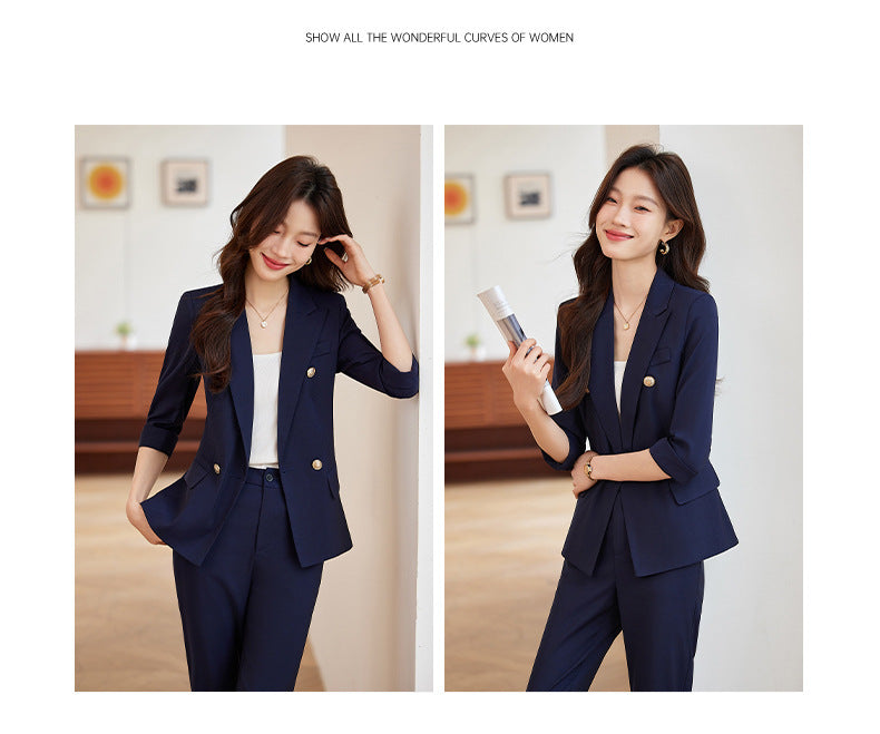 Seven-point Sleeve Suit suit Women's Spring and Summer New College Student Work Clothes Interview Dress Slim-fit Jacket Professional Suit
