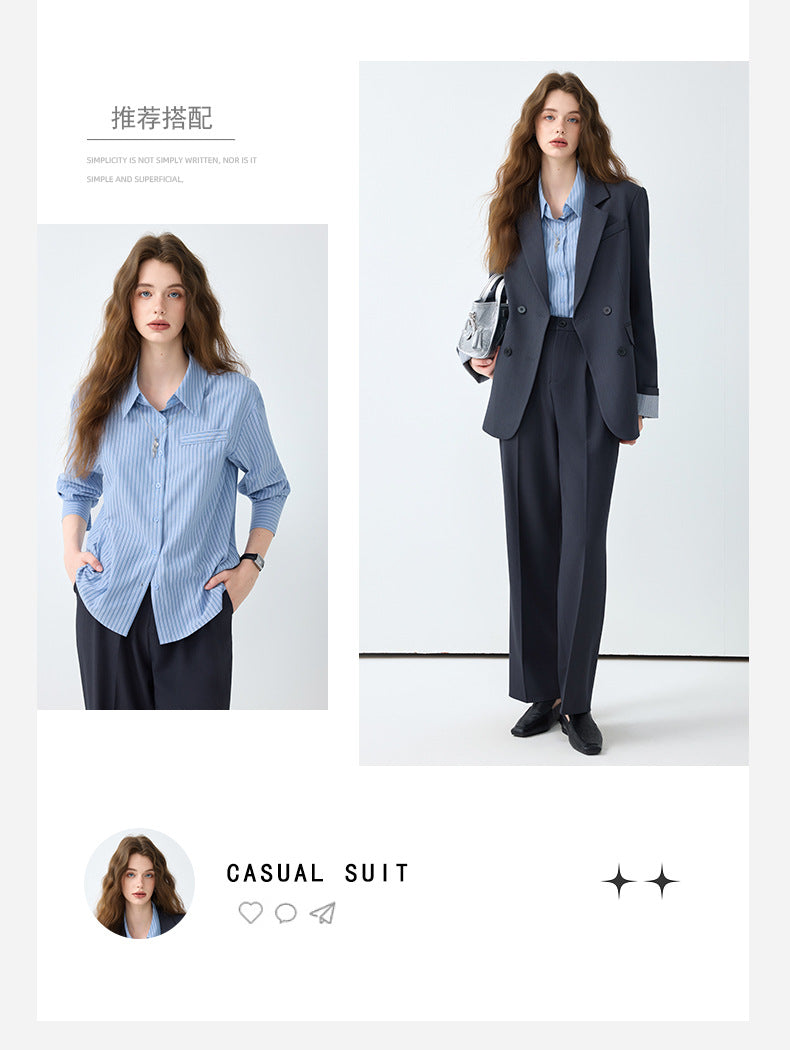 High-End Blazer Women's Autumn Professional Wear Elegant Goddess Style Classy Loose Casual Wide-Leg Pants Suit