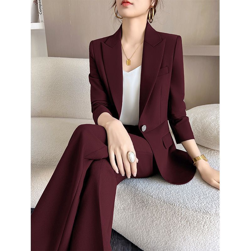 Fashionable Ancora Red Suit Suit Women's 2025 Autumn New Commuting Professional Work Clothes Slim Suit Two-Piece Set
