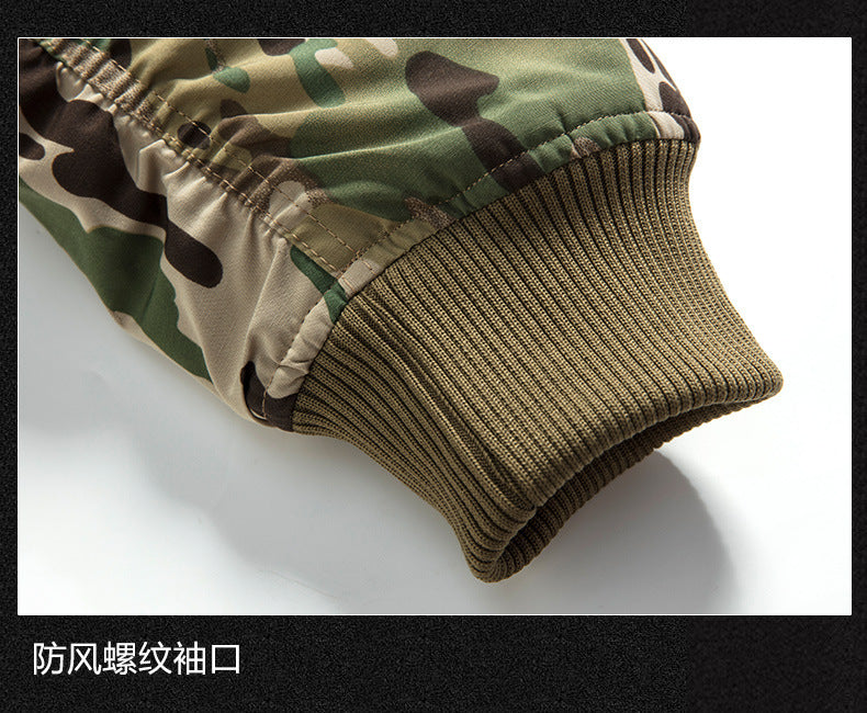 Baseball Collar fleece-lined Thickened Autumn and Winter Air Force Aviator Single Jacket Men's Baseball Suit Short Tactical Collar Jacket Men's