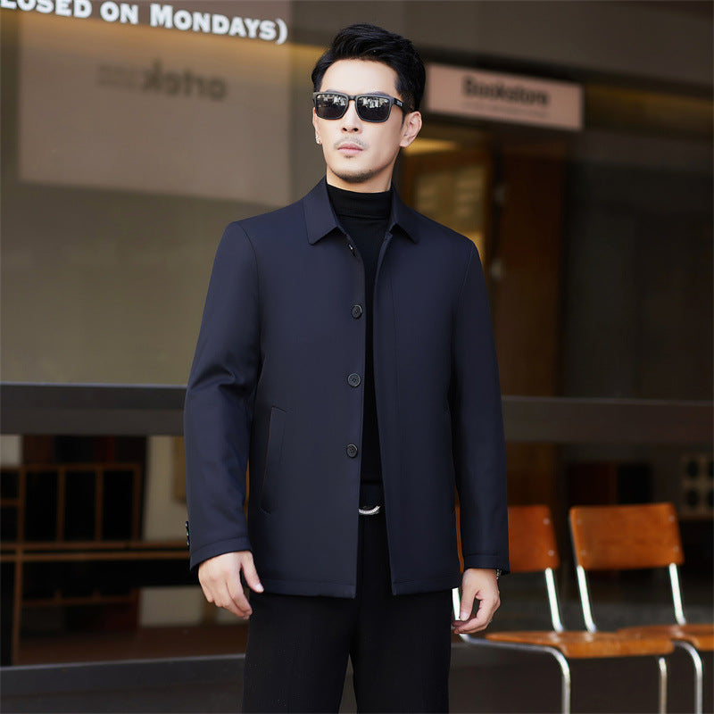 2024 New Middle-aged Men's Cotton-padded Jacket Thick Warm Cotton-padded Jacket Brand Business Lapel Down Cotton-padded Jacket for Men