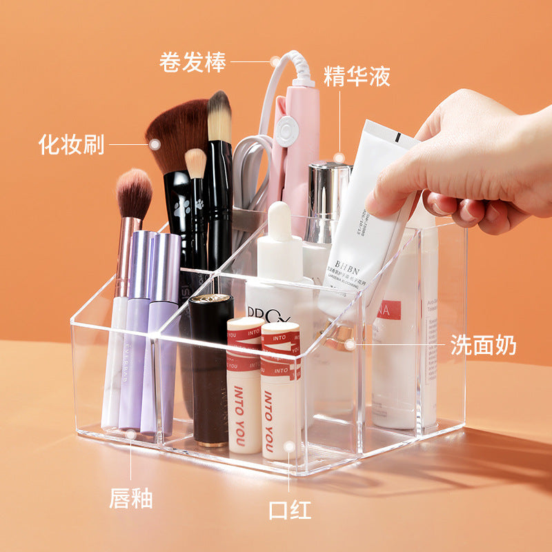 Pen Holder Desktop Stationery Storage Box Transparent Acrylic Multifunctional Student Pen Holder Office Note Pad Organizer Box