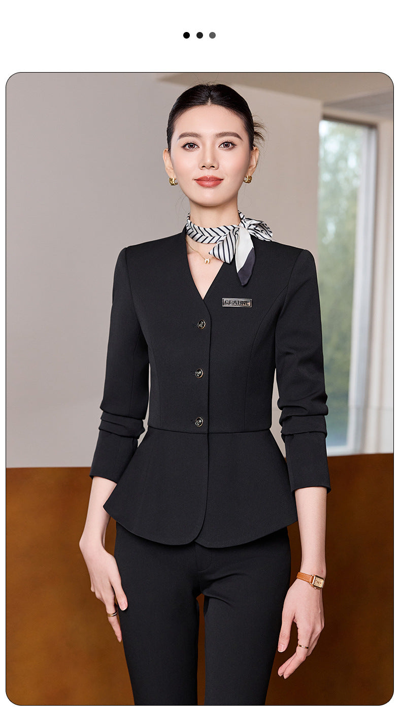 Dark Blue Suit Suit for Women 2025 Autumn and Winter New Professional Formal Wear Fashionable Workwear Jewelry Store Work Clothes