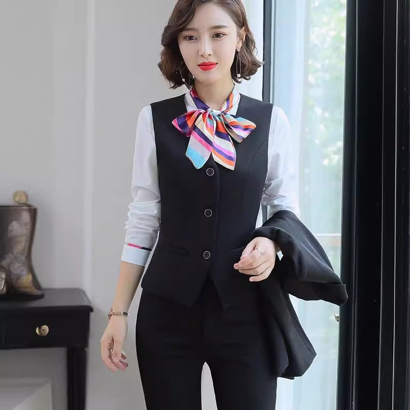 Three-piece suit overalls manager interview formal attire front desk beauty salon business attire bank mobile vest uniform