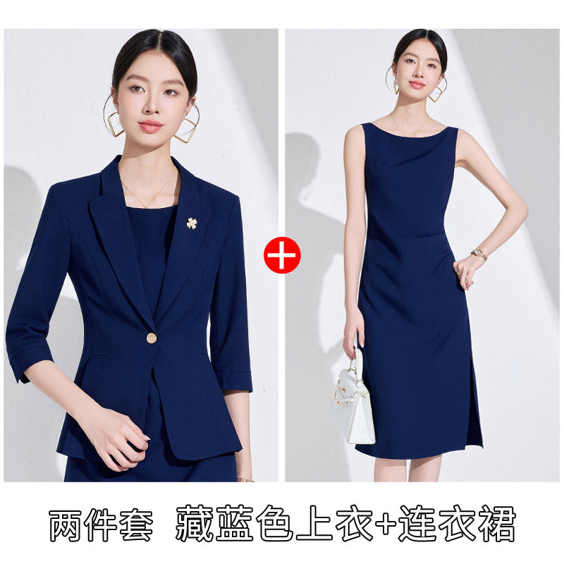 Pink High-End Three-Quarter Sleeve Blazer Women's Pants Dress Business Attire Two-Piece Suit High-End Elegant Trendy