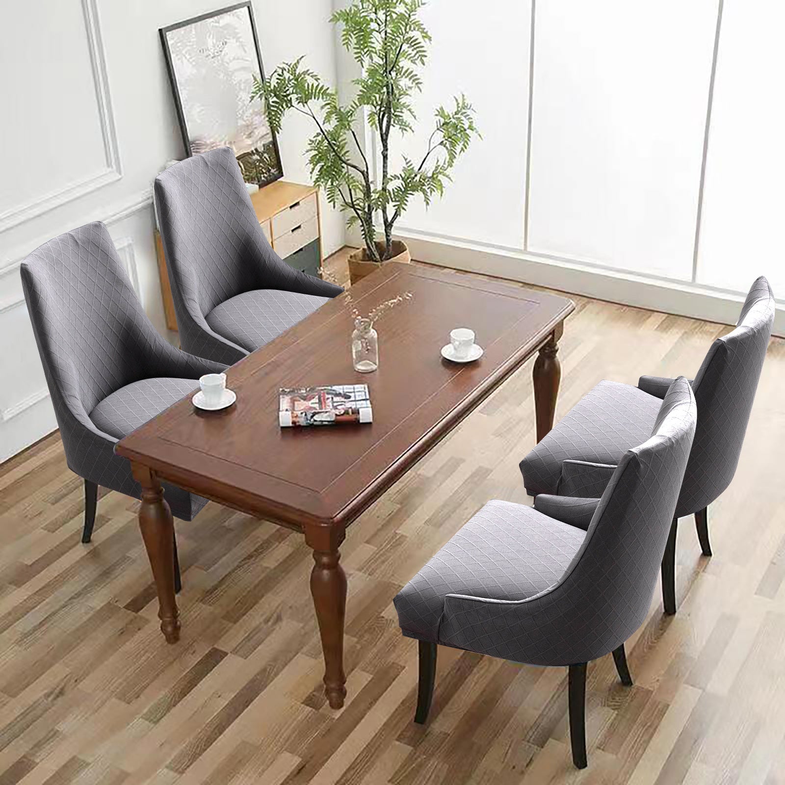 Cross-border hot sale rhombus jacquard waterproof small armchair cover solid color one-piece elastic chair cover dining chair cover wholesale