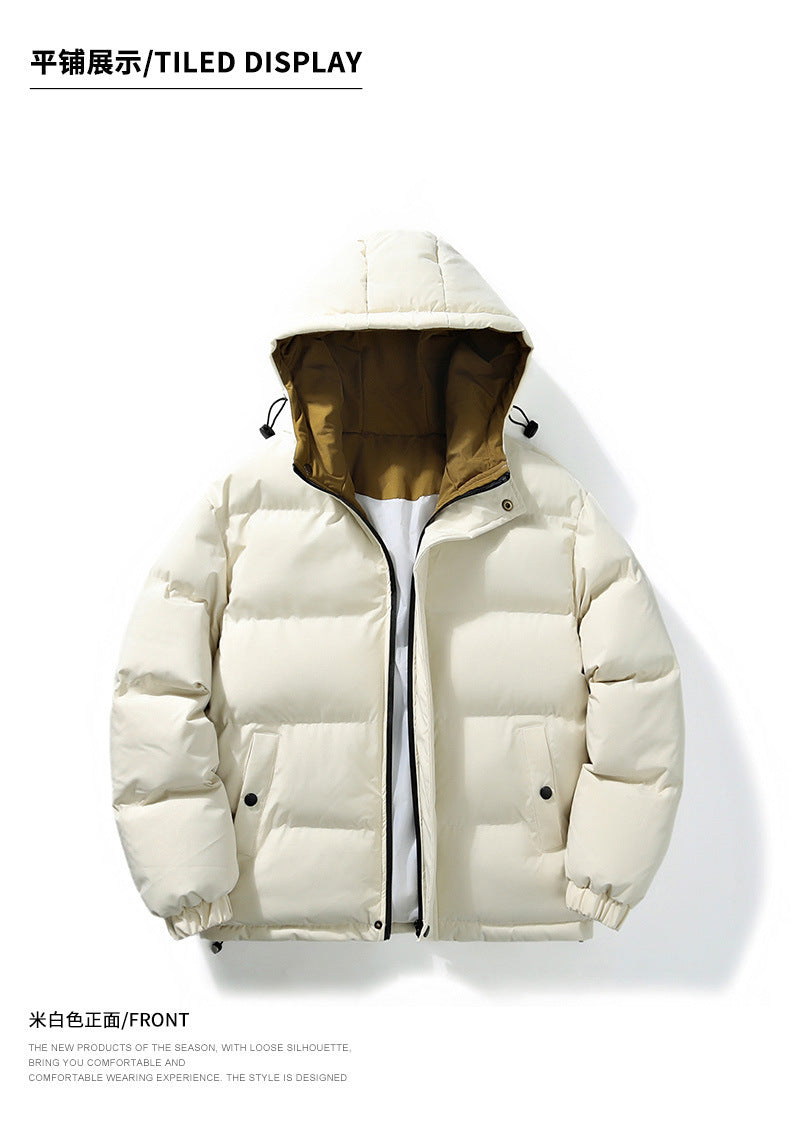 Men's Winter Casual Hooded Jacket Japanese Style Windproof Thick Warm Sports Coat