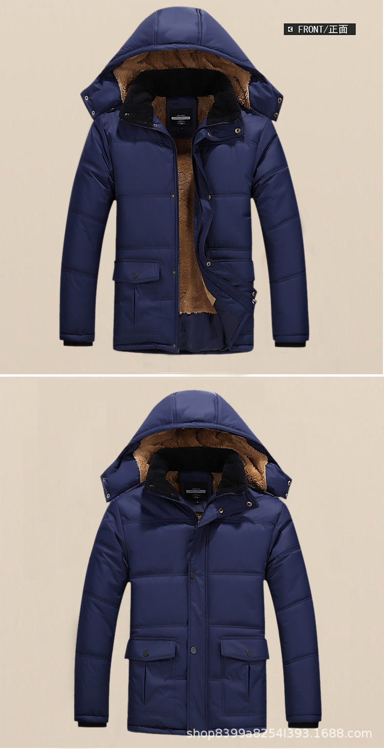Cotton-padded coat for men 2019 new winter middle-aged and elderly warm cotton-padded coat fleece-lined thickened fashion dad wear wholesale