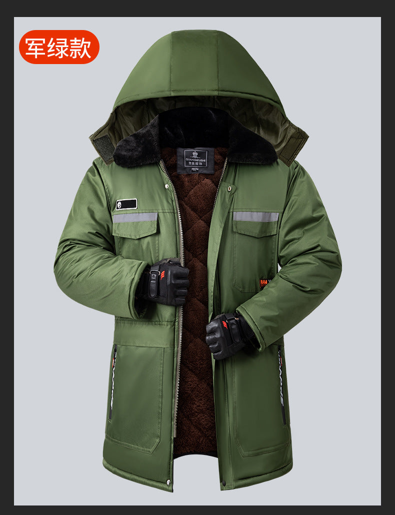 Winter Cold-Proof Cotton Coat, Labor Protection Cotton Jacket, Fleece-Lined and Thickeneded Construction Site Cold Storage Cotton Jacket, Thickeneded Warm Work Clothes, Cotton Jacket