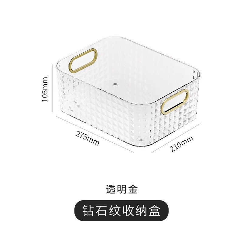 European and American Light Luxury Desktop Cosmetic Storage Box Transparent PET Advanced Dressing Table Mask Sundry Snack Storage Box