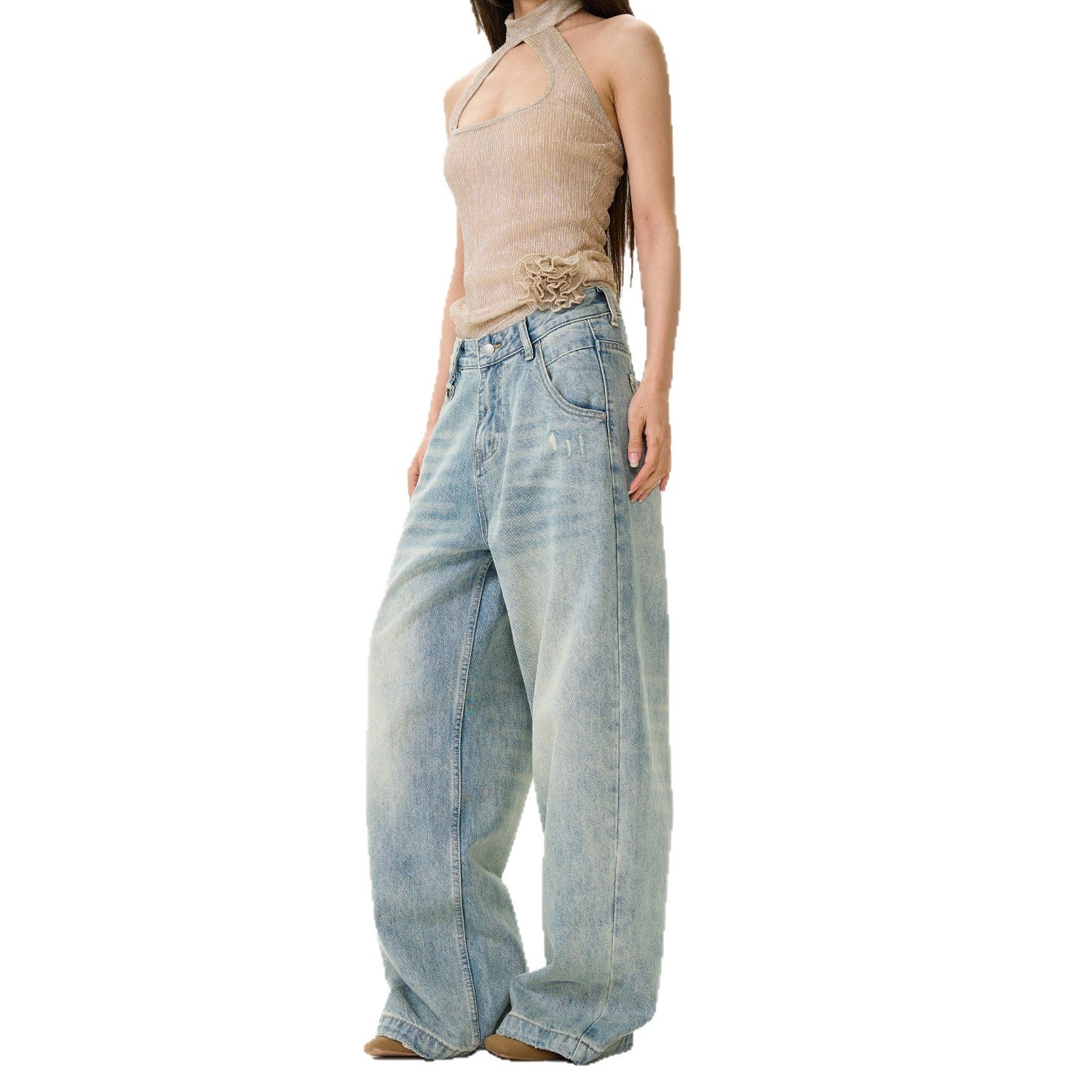 Trendy New American High Street Straight Loose Retro Jeans for Men, Stylish and High-End Street Pants for Couples