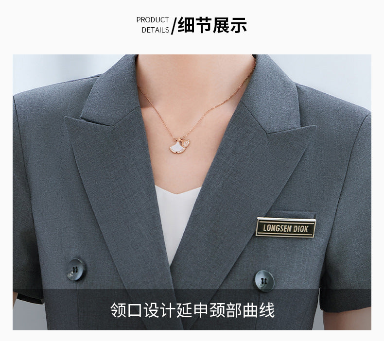High-End Short-Sleeved Suit for Women 2025 Summer New Style Professional Wear Hotel Manager Bank Work Clothes