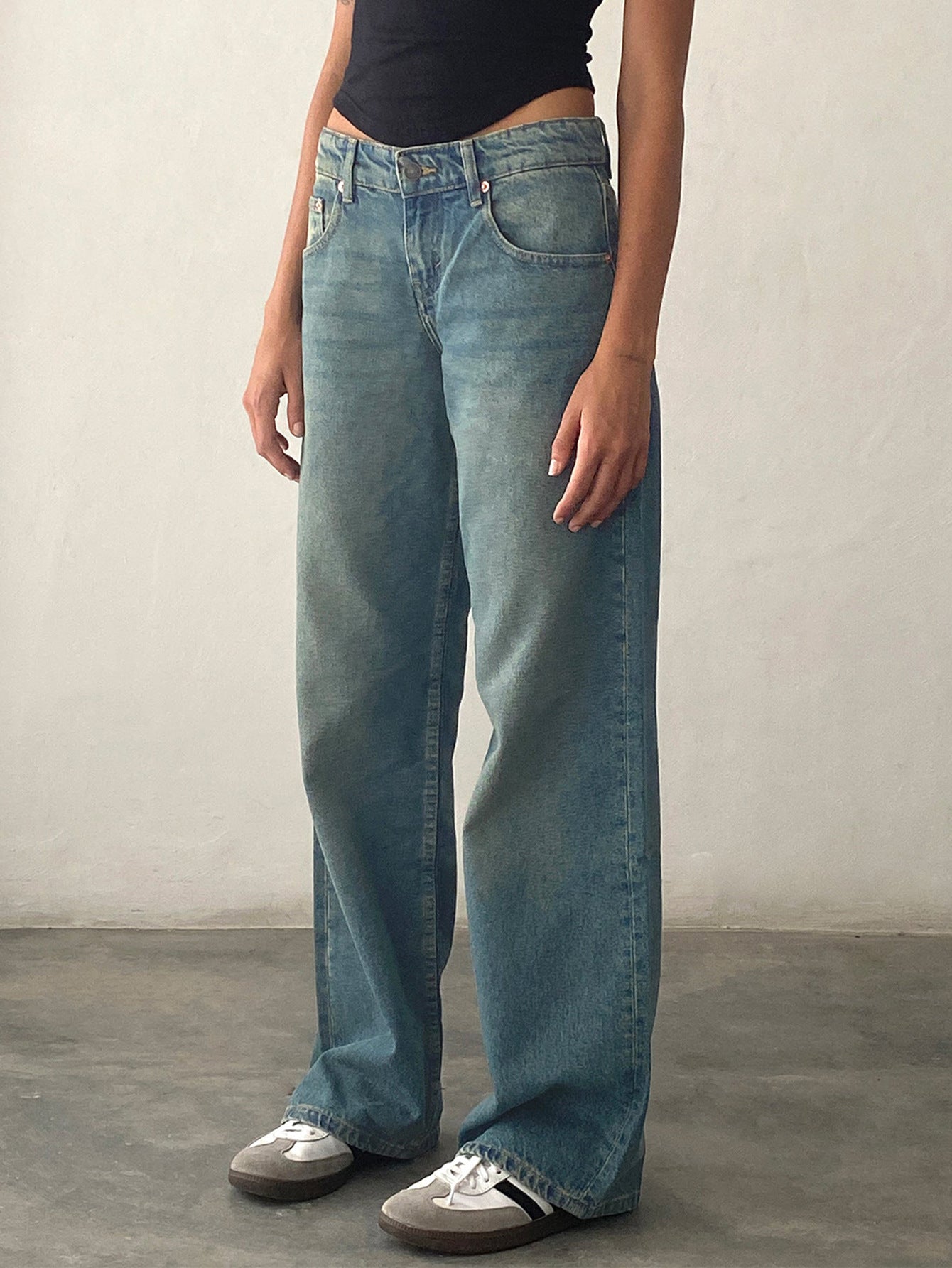 Amazon AliExpress TEMU New Cross-border Special for High Quality European and American Women Straight Tube Micro Horn Denim Pants
