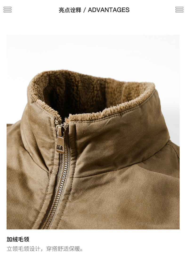 Factory Direct Sales Winter Velvet Men's Cotton-Padded Workwear Cotton-Padded Jacket Pilot Cotton-Padded Jacket 68C16