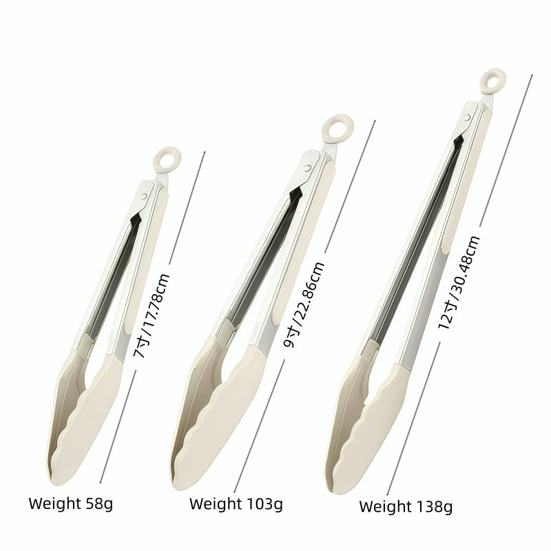 Silicone Clips for Kitchen Non-Stick Pans, Anti-Scalding and High Temperature Resistance, Household Barbecue and Steak Special Set, Stainless Steel Food Clips