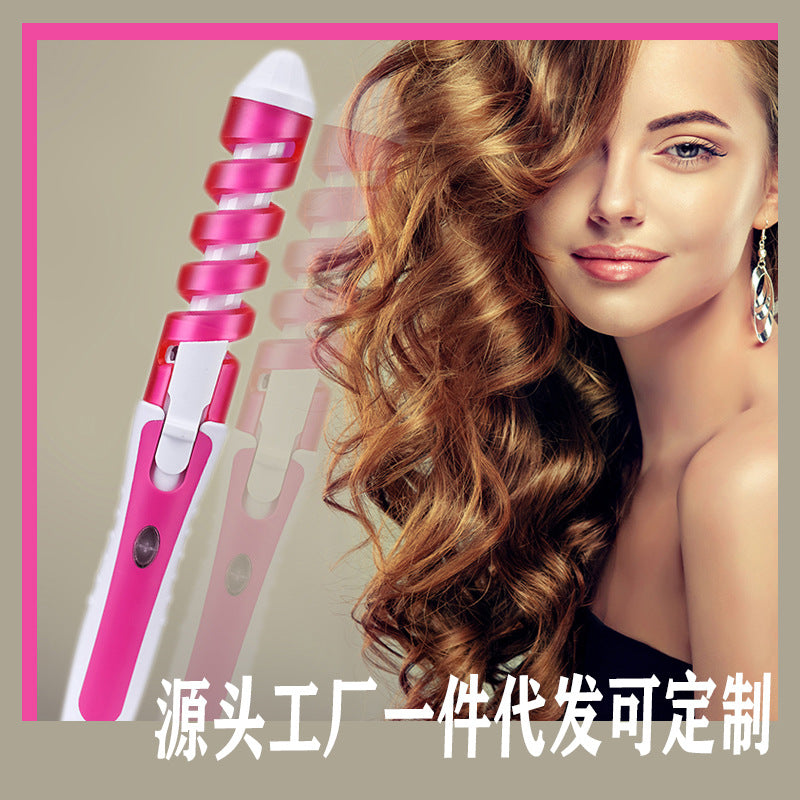 Cross-border explosions spiral anti-hot hair curling iron curling iron electric curling iron electric heating rod large curling pear flower hairdressing iron curling iron