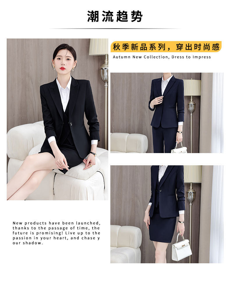 Gray Suit Women's Professional Suit Spring and Autumn Hotel Workwear Elegant Interview Formal Wear Plus Size Workwear