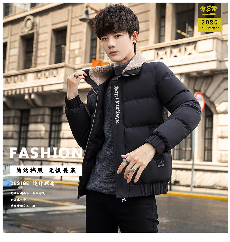 2025 Winter Cotton Jacket for Men, Fashionable and Popular Stand-Up Collar Windproof Cotton Coat, Trendy Korean Style Handsome Short Jacket for Students