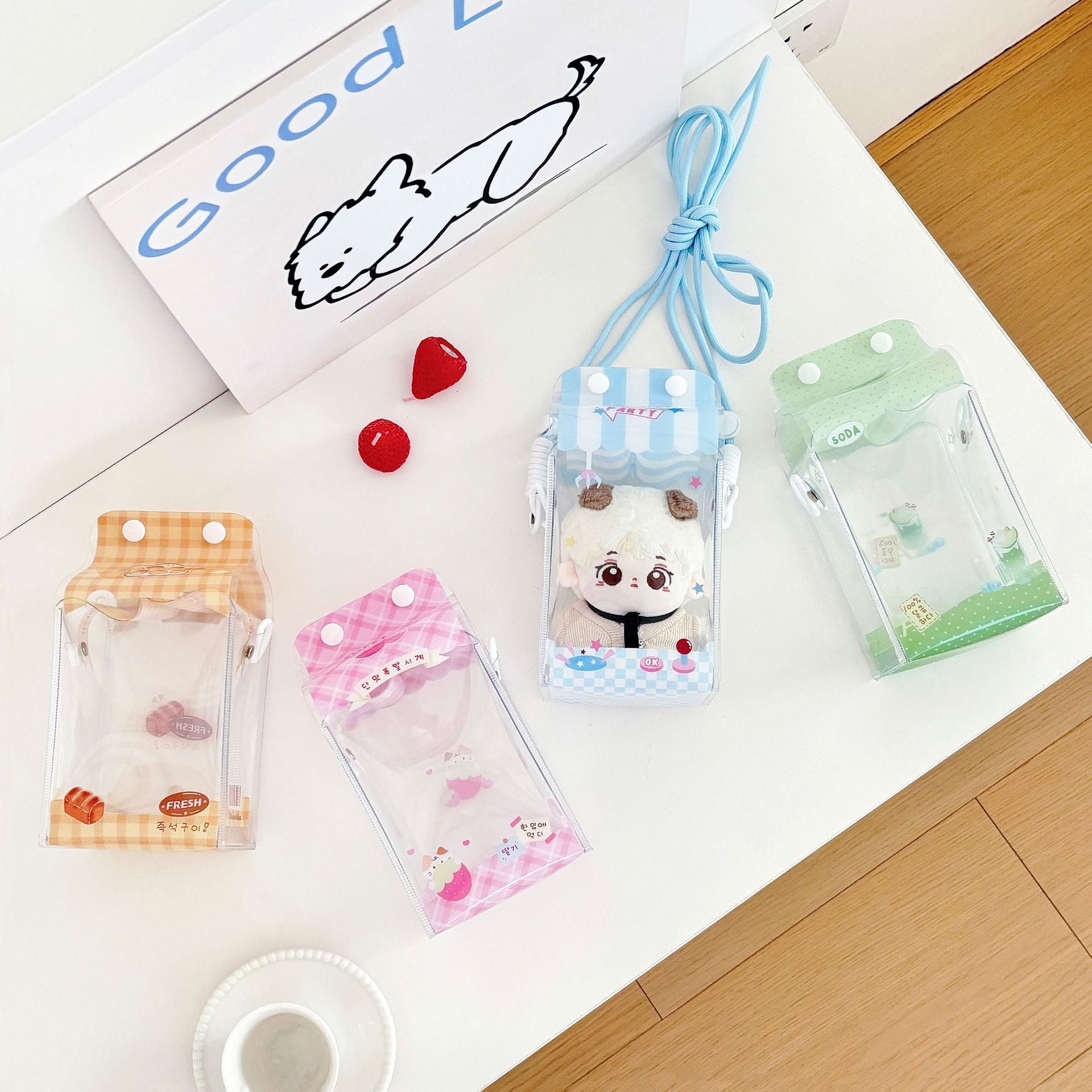 Original Cute Milk Carton Baby Bag, Blind Box Vinyl Storage Bag, Decorative Bag for Outing Baby, Portable Bag