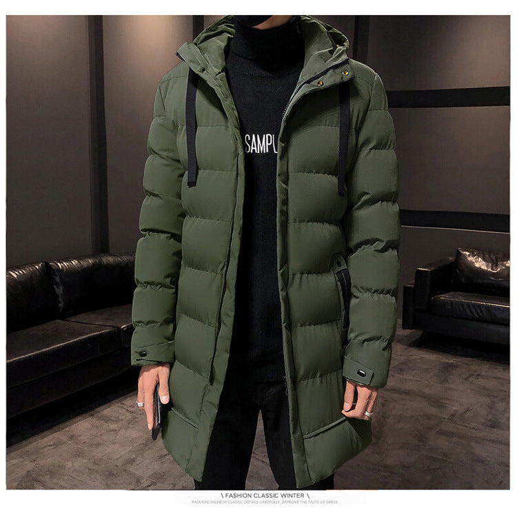 Mid-Length Cotton Outwear Men's Winter Jacket 2025 New Thickeneded Hooded Cotton Jacket Men's Korean Style Trendyy Cotton Jacket