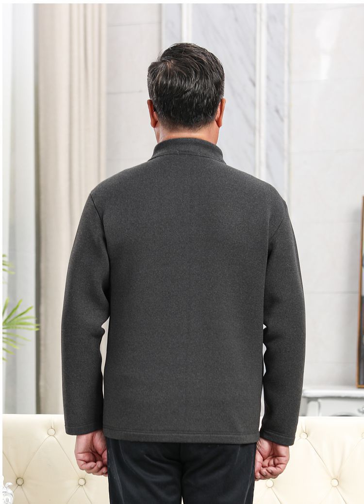 Plus Size Elderly Thermal Clothing Fleece-Lined Thickeneded Cardigan Grandpa Dad Autumn and Winter Outwear Middle-Aged and Elderly Cotton Clothing Men's Clothing