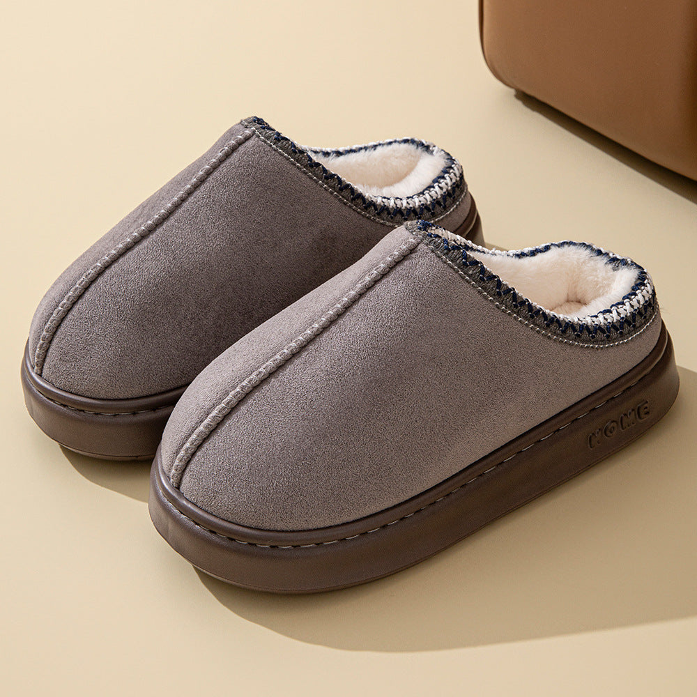 Cross-border Explosions Men's and Women's Home Lace Cotton Shoes fleece-lined Mao Mao Warm Thick Slippers